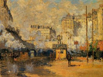 Claude Oscar Monet : Exterior of Saint-Lazare Station, Sunlight Effect